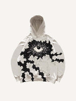 Eye&Graphic Faux Decal Print Slant Pockets Hoodie