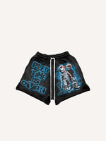 Halloween Horror Print Drawstring Waist Shorts