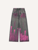 Graffiti Print Loose Jeans