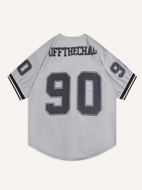 Letter Print Button V Neck Shirt