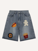 Graphic Embroidery Denim Shorts