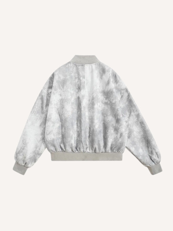 Tie-dye Graphic Print Baseball Jacket