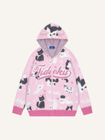 Animal&Letter Jacquard Knit Hooded Coat