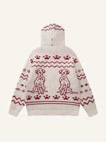 Dog&Graphic Jacquard Knit Hooded Coat