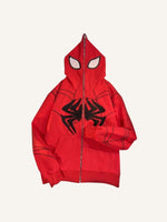Spider&Web Print Zip Up Hooded Coat