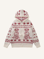 Dog&Graphic Jacquard Knit Hooded Coat