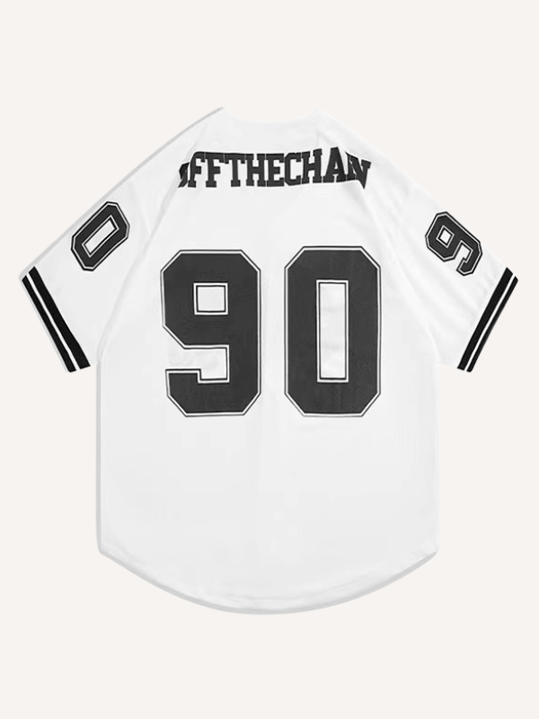 Letter Print Button V Neck Shirt