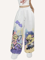 Graffiti Print Drawstring Waist Pants