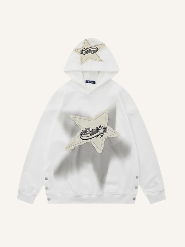 Star Patch Graffiti Hoodie