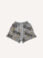 Floral&Letter Print Drawstring Waist Shorts
