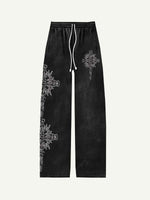 Letter&Cross Print Elastic Waist Pants