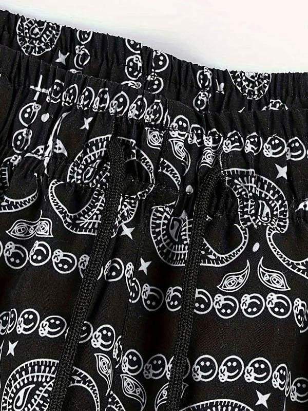 Paisley All Over Print Drawstring Waist Shorts