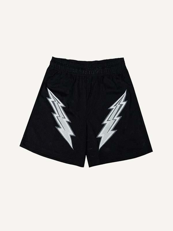 Lightning Print Mesh Drawstring Waist Shorts