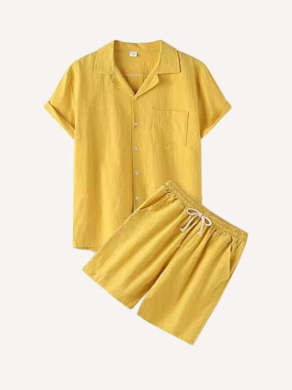 Solid Color Patch Pocket Drawstring Waist Two-Piece Set