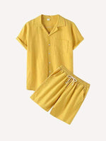 Solid Color Patch Pocket Drawstring Waist Two-Piece Set