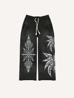 Eye&Wing&Graphic Print Elastic Waist Pants