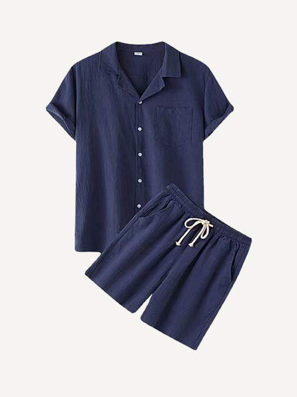 Solid Color Patch Pocket Drawstring Waist Two-Piece Set