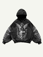 Figure&Wing Graphic Print Slant Pockets Hoodie
