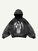 Figure&Wing Graphic Print Slant Pockets Hoodie