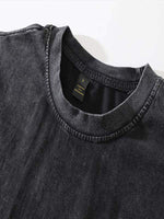 Distressed Washed Nun&Letter Graphic Print Round Neck T-shirt