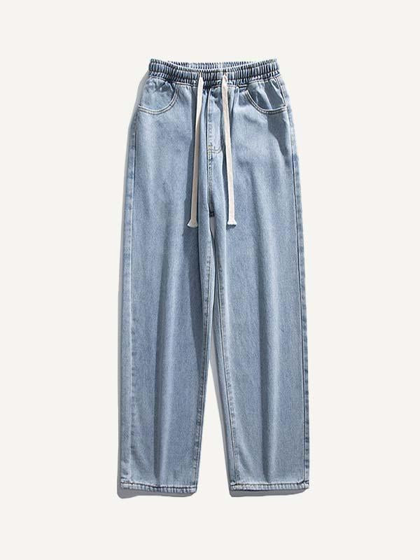 Solid Color Drawstring Waist Jeans
