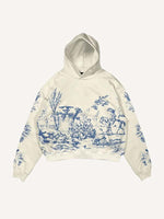 Figure&Graphic&Animal Print Slant Pockets Hoodie