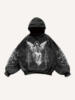 Figure&Wing Graphic Print Slant Pockets Hoodie