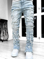 Solid Color Fringed Straight Leg Jeans