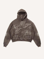 Cross&Juses Graphic Print Slant Pockets Hoodie