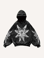 Eye&Wing Print Slant Pockets Hoodie