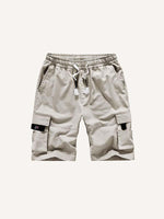 Solid Color Flap Pocket Side Drawstring Waist Cargo Shorts