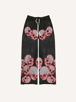 Skull Print Elastic Waist Pants