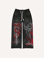 Figure&Snake&Graphic Print Elastic Waist Pants