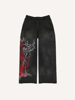 Figure&Snake&Graphic Print Elastic Waist Pants
