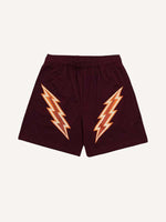 Lightning Print Mesh Drawstring Waist Shorts
