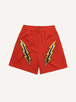 Lightning Print Mesh Drawstring Waist Shorts