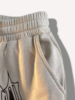 Striped Letter Graphic Drawstring Waist Shorts