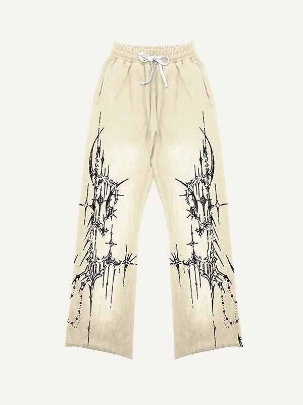 Graphic Print Elastic Waist Pants