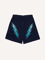 Lightning Print Mesh Drawstring Waist Shorts