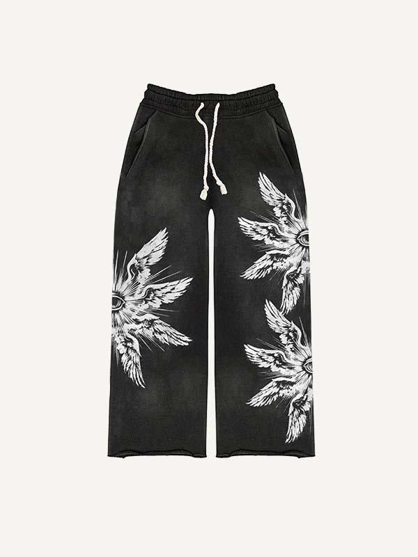 Eye&Wing Print Elastic Waist Pants
