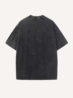 Distressed Washed Figure&Letter Print Round Neck T-shirt