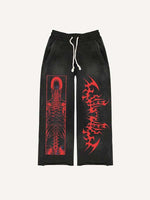 Figure&Skeleton&Graphic&Letter Print Elastic Waist Pants