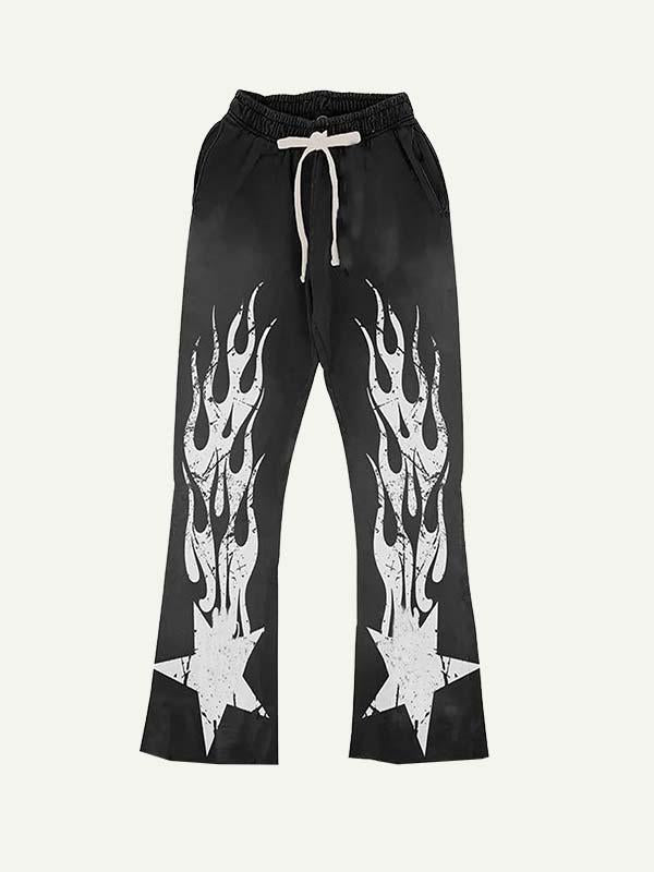 Fire&StarPrint Elastic Waist Pants