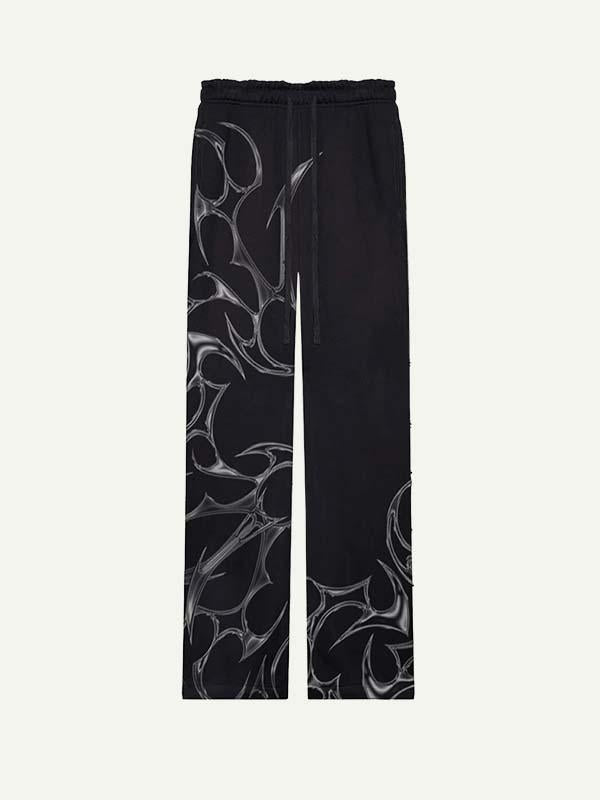 Graphic Print Elastic Waist Pants