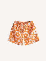 Floral Print Mesh Drawstring Waist Shorts