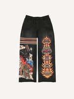 Fire&Figure&Eyeball&Animal Graphic Print Elastic Waist Pants