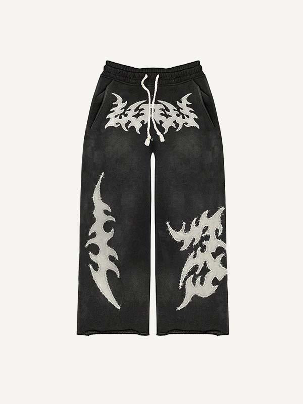 Graphic Faux Decal Print Elastic Waist Pants