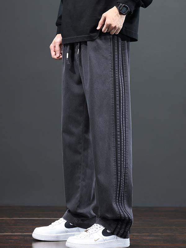 Striped Drawstring Waist Straight Pants