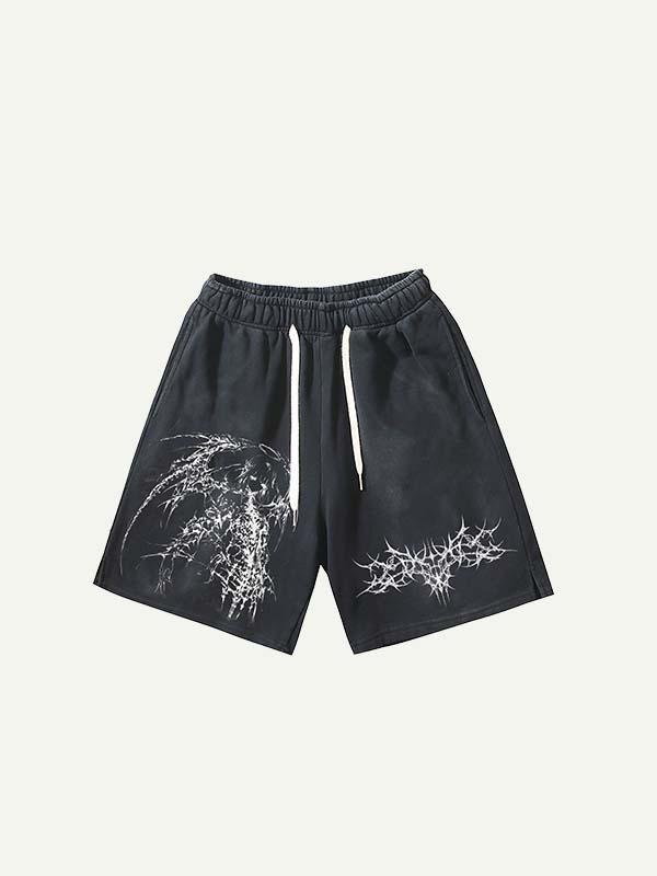 Figure&Wing Graphic Print Drawstring Waist Shorts