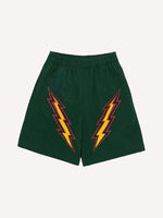 Lightning Print Mesh Drawstring Waist Shorts